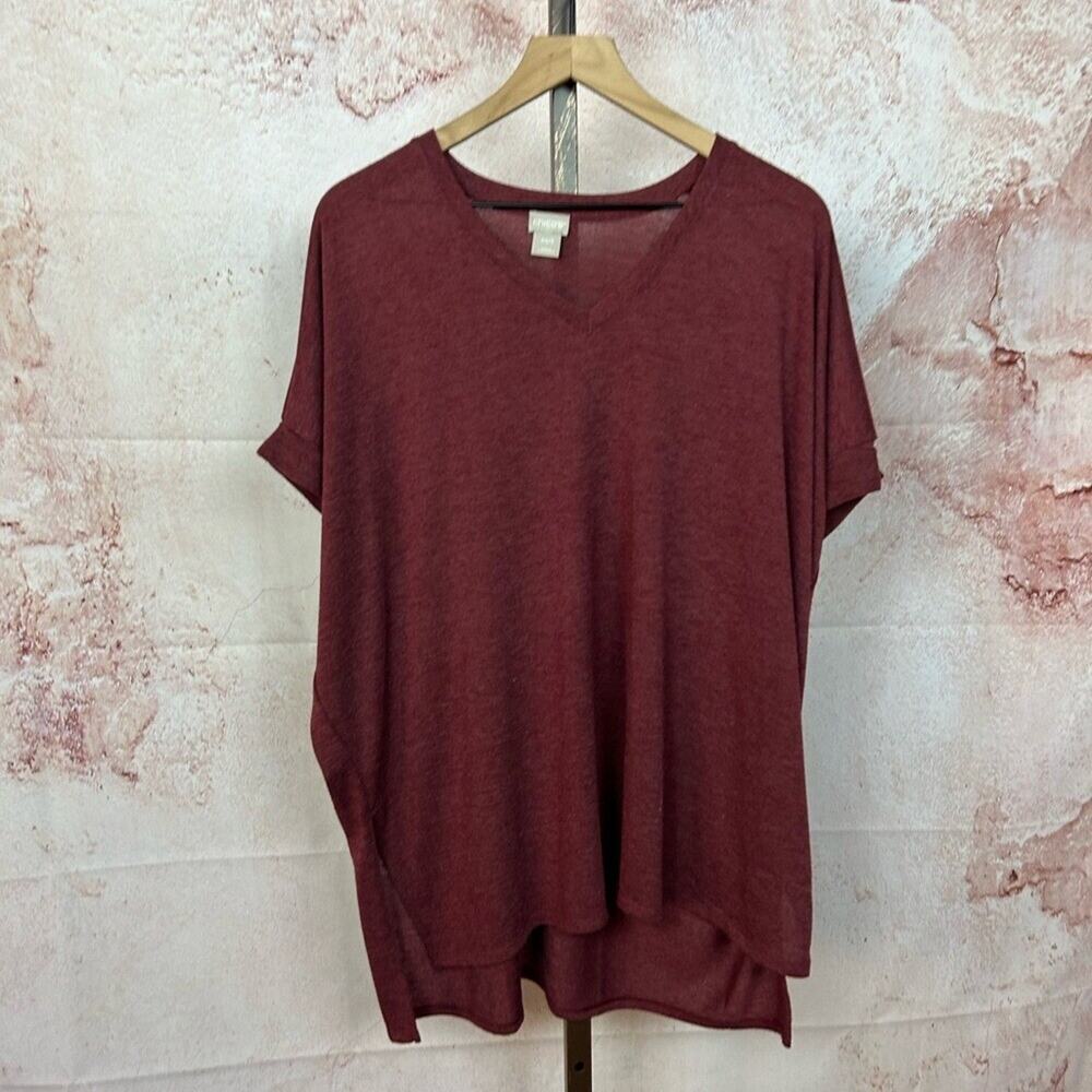 CHICO'S burgundy effortlessly lounge tunic top size XS S fall capsule knit shirt